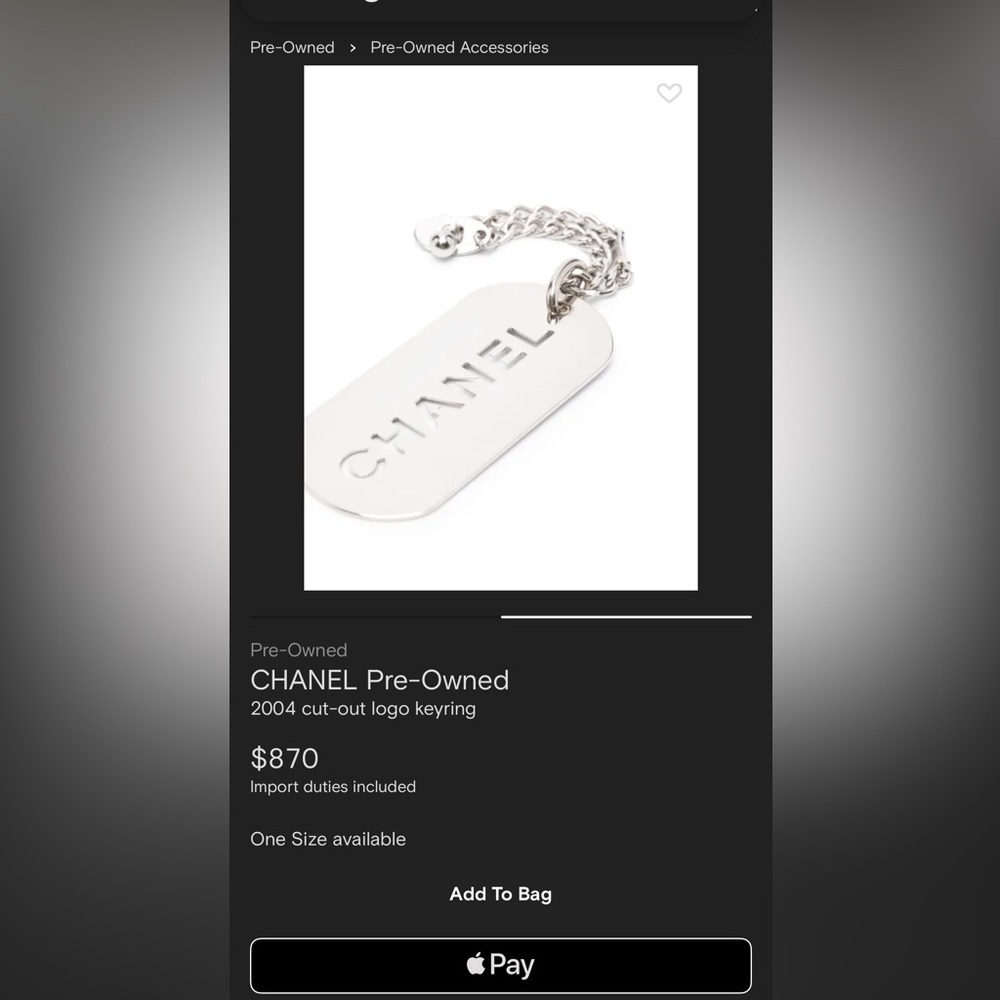 CHANEL Silver Engraved Dog Tag Bag Charm/Key Chain/Necklace - Picture 4 of 7